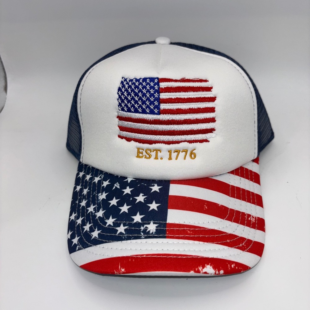 Unbranded American Flag Est 1776 Patriotic Trucker Hat Snapback Mesh Cap Navy